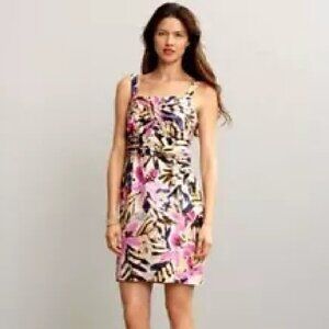 Banana Republic 100% Silk White Pink Floral Removable Strap Dress Size 4